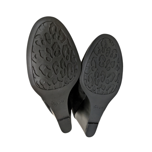 Style and Co. Wynterr Wedge Heel Microsuede Black Zipper Tall Dress Boot Size 7 - Picture 7 of 9